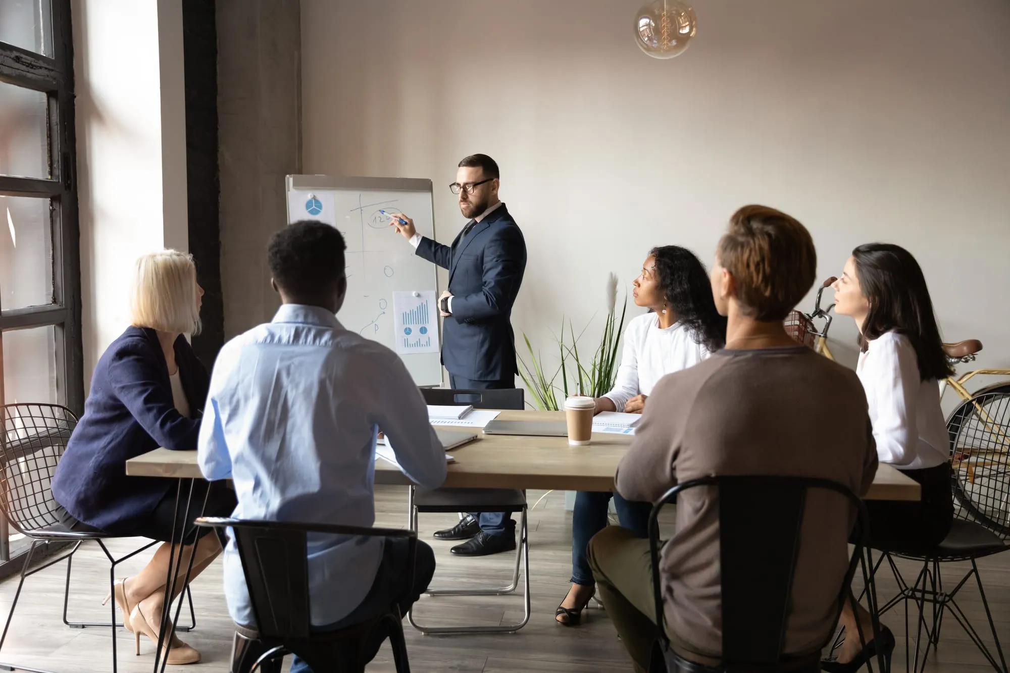Business professionals collaborating during a training session